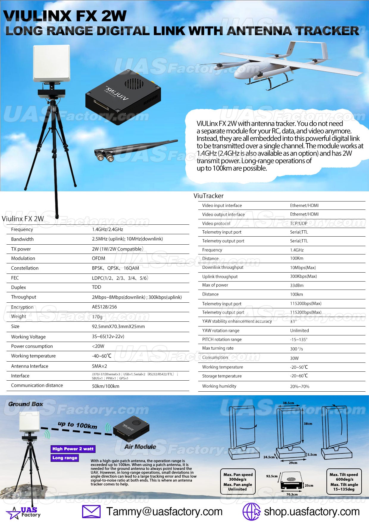 ViULinx FX 2W Long Range Digital Link with Antenna Tracker