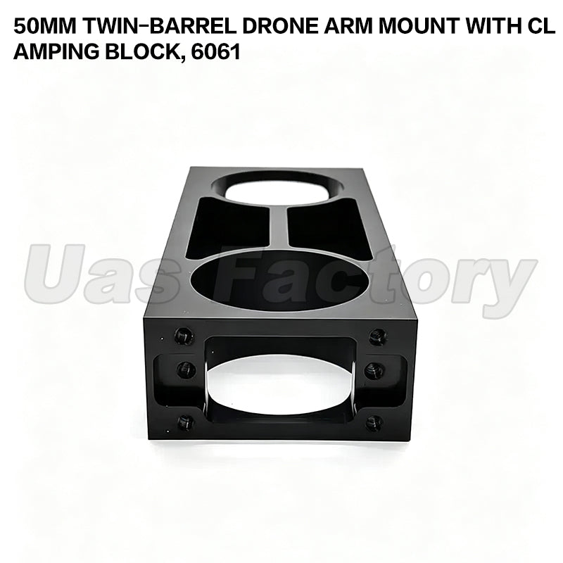 50mm Twin-Barrel Drone Arm Mount with Clamping Block, 6061