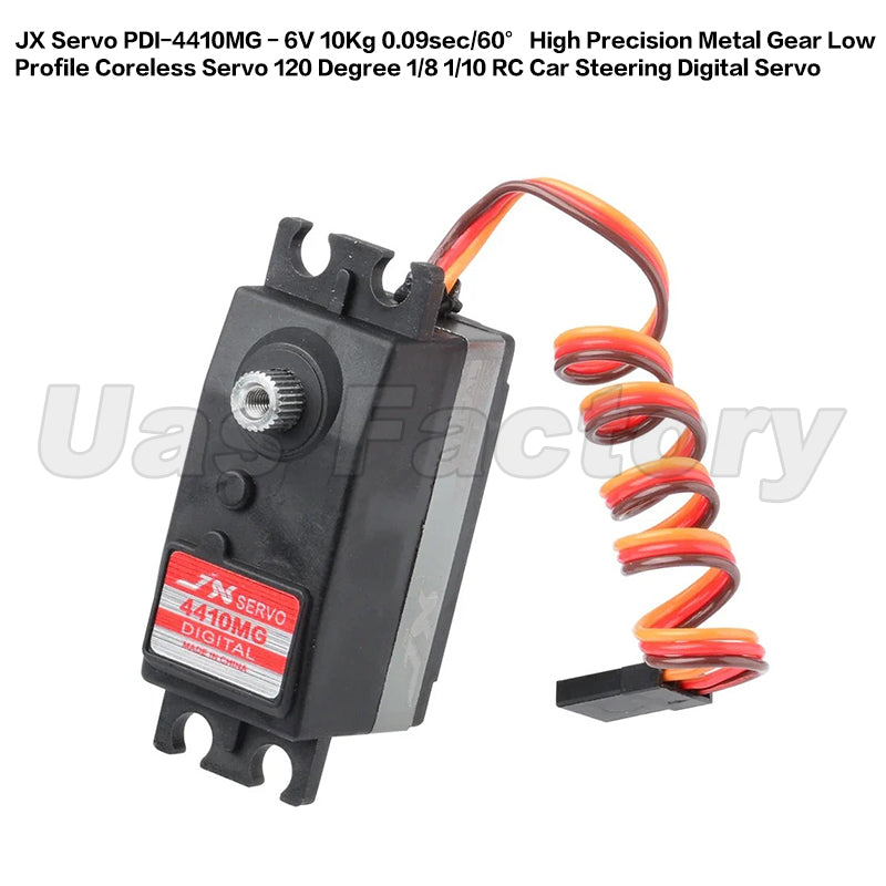 JX Servo PDI-4410MG - 6V 10Kg 0.09sec/60° High Precision Metal Gear Low Profile Coreless Servo 120 Degree 1/8 1/10 RC Car Steering Digital Servo