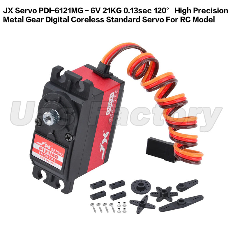 JX Servo PDI-6121MG - 6V 21KG 0.13sec 120° High Precision Metal Gear Digital Coreless Standard Servo For RC Model