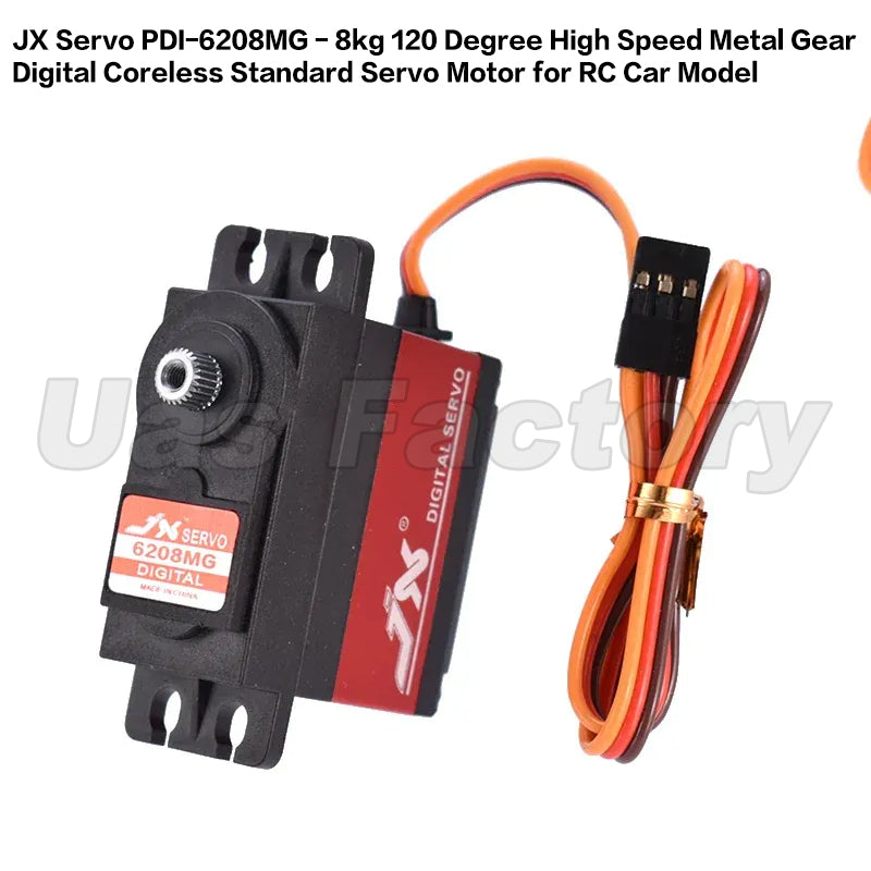 JX Servo PDI-6208MG - 8kg 120 Degree High Speed Metal Gear Digital Coreless Standard Servo Motor for RC Car Model