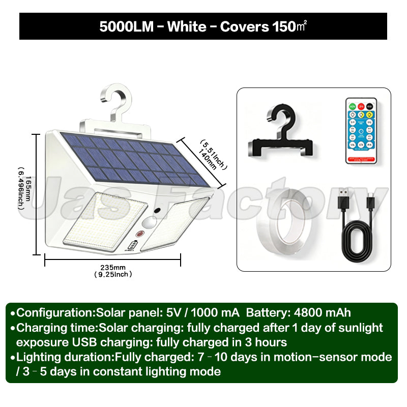 Solar Motion Sensor Wall Light – IP54 Waterproof Outdoor Lamp for Garden, Yard & Street
