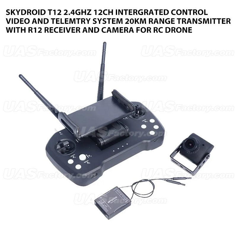 Skydroid T12 2.4GHz 12CH Remote Control with Receiver Three-body Camera 20km Digital Map Transmission Transmitter For RC Drones