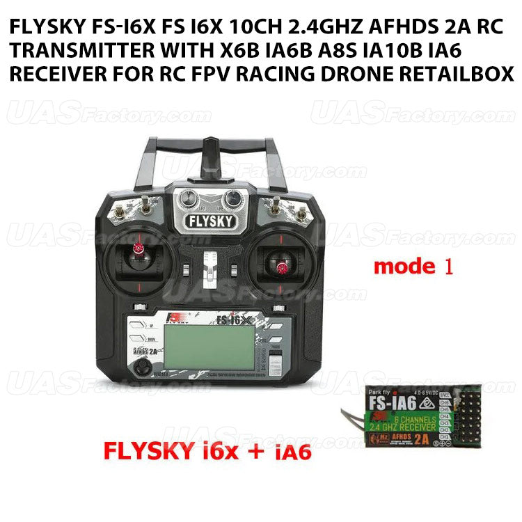 FLYSKY FS-i6X FS i6X 10CH 2.4GHz AFHDS 2A RC Transmitter With X6B iA6B A8S iA10B iA6 Receiver for RC FPV Racing Drone Retailbox