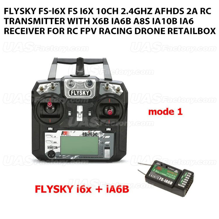 FLYSKY FS-i6X FS i6X 10CH 2.4GHz AFHDS 2A RC Transmitter With X6B iA6B A8S iA10B iA6 Receiver for RC FPV Racing Drone Retailbox