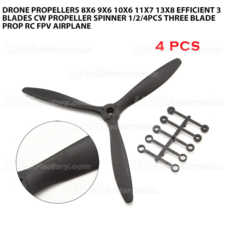 Drone Propellers 8x6 9x6 10x6 11x7 13x8 Efficient 3 Blades CW Propeller Spinner 1/2/4PCS Three Blade Prop RC FPV Airplane