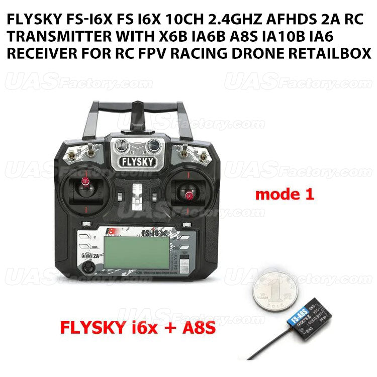 FLYSKY FS-i6X FS i6X 10CH 2.4GHz AFHDS 2A RC Transmitter With X6B iA6B A8S iA10B iA6 Receiver for RC FPV Racing Drone Retailbox