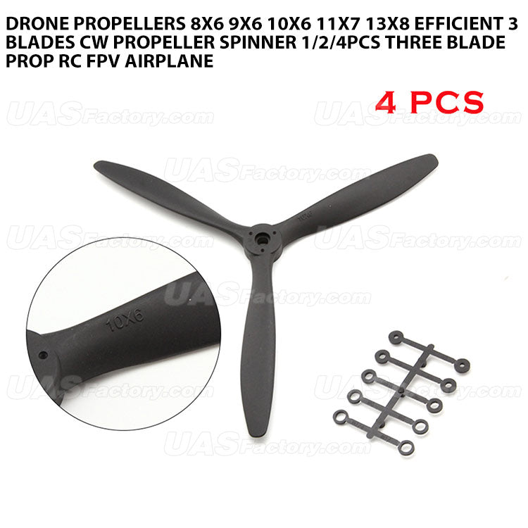 Drone Propellers 8x6 9x6 10x6 11x7 13x8 Efficient 3 Blades CW Propeller Spinner 1/2/4PCS Three Blade Prop RC FPV Airplane