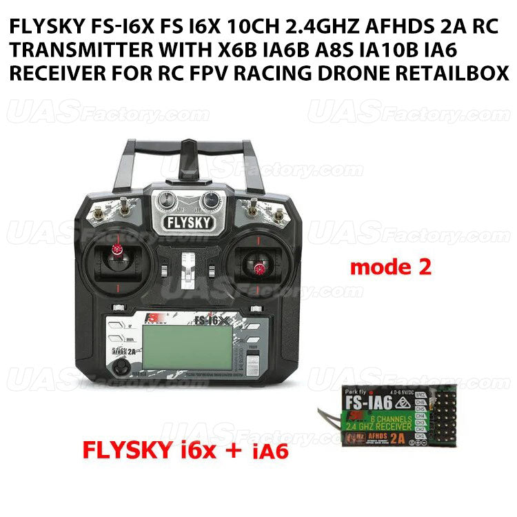 FLYSKY FS-i6X FS i6X 10CH 2.4GHz AFHDS 2A RC Transmitter With X6B iA6B A8S iA10B iA6 Receiver for RC FPV Racing Drone Retailbox