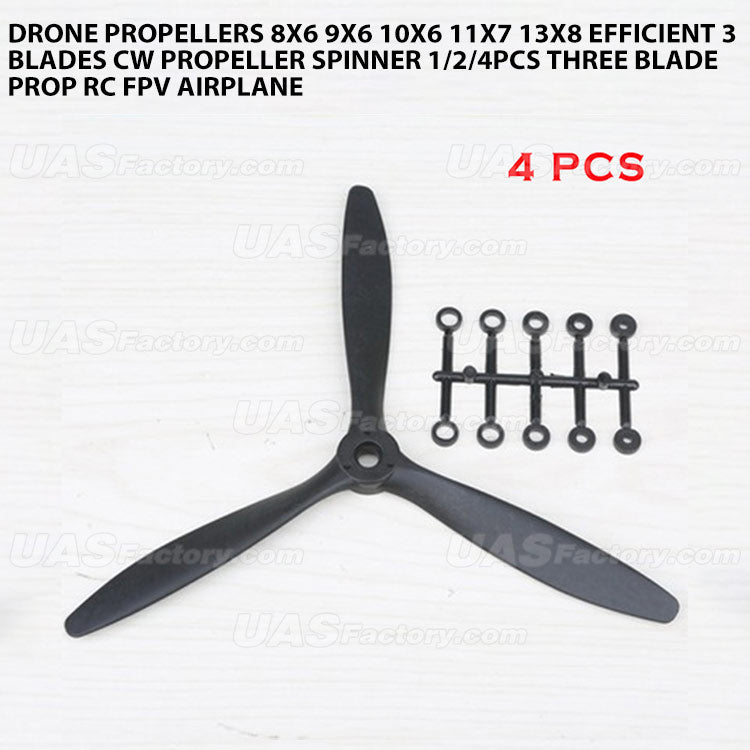 Drone Propellers 8x6 9x6 10x6 11x7 13x8 Efficient 3 Blades CW Propeller Spinner 1/2/4PCS Three Blade Prop RC FPV Airplane