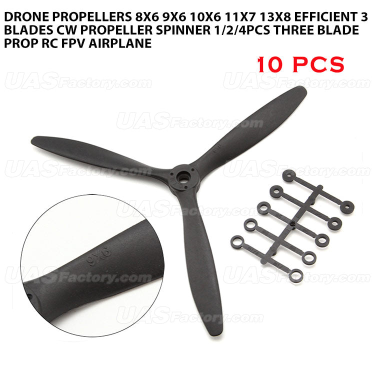 Drone Propellers 8x6 9x6 10x6 11x7 13x8 Efficient 3 Blades CW Propeller Spinner 1/2/4PCS Three Blade Prop RC FPV Airplane