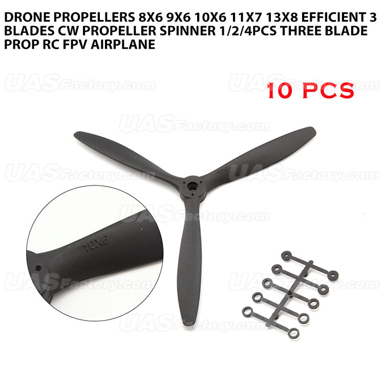 Drone Propellers 8x6 9x6 10x6 11x7 13x8 Efficient 3 Blades CW Propeller Spinner 1/2/4PCS Three Blade Prop RC FPV Airplane