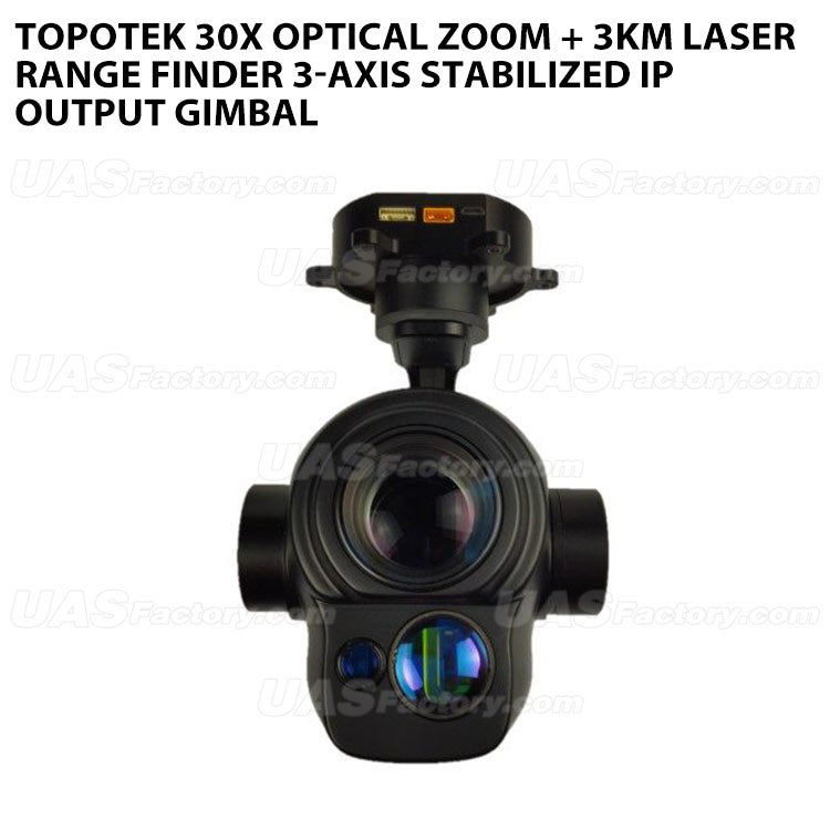 Topotek 30x optical zoom + 3km laser range finder 3-axis stabilized IP output gimbal