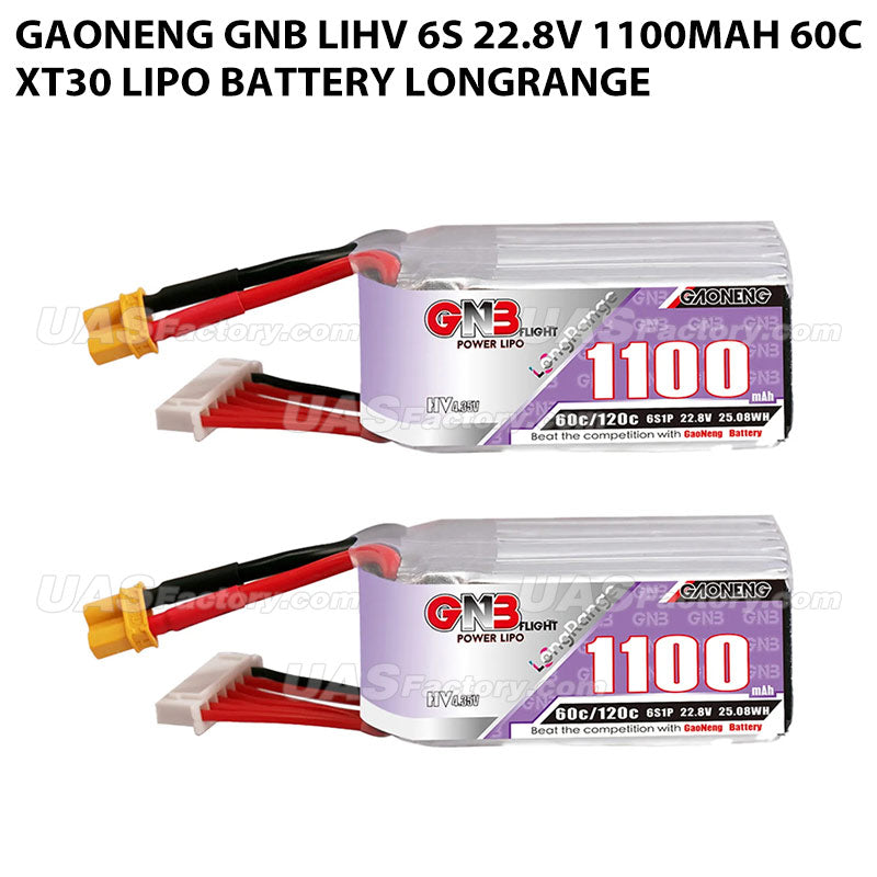 GAONENG GNB LiHV 6S 22.8V 1100mAh 60C XT30 LiPo Battery LongRange