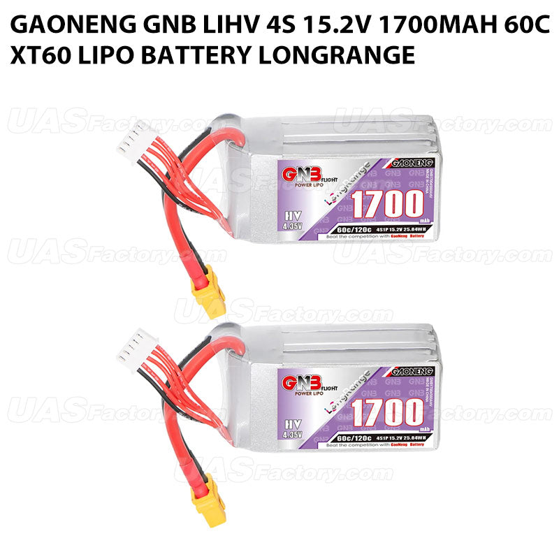 GAONENG GNB LiHV 4S 15.2V 1700mAh 60C XT60 LiPo Battery LongRange