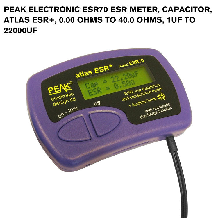 PEAK ELECTRONIC ESR70 ESR Meter, Capacitor, Atlas ESR+, 0.00 Ohms to 40.0 Ohms, 1uF to 22000uF