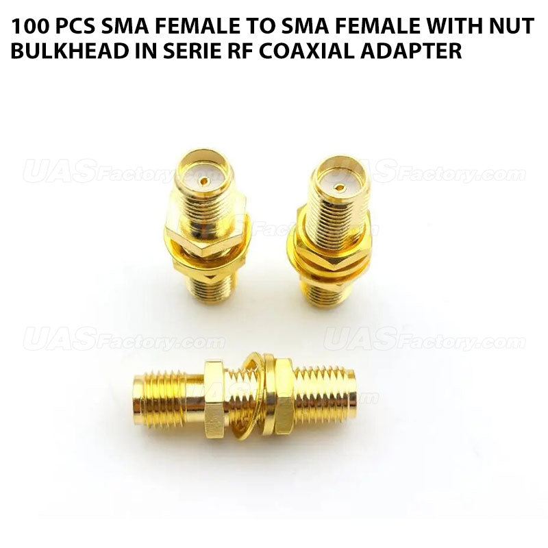 100 pcs SMA female to SMA female with nut bulkhead in serie RF coaxial adapter