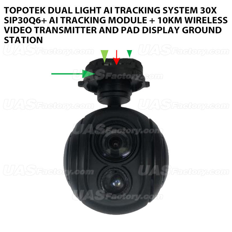 Topotek AIS30Q6 Dual Light AI Tracking System 30x SIP30Q6+ AI tracking module + 10km wireless video transmitter and PAD display ground station