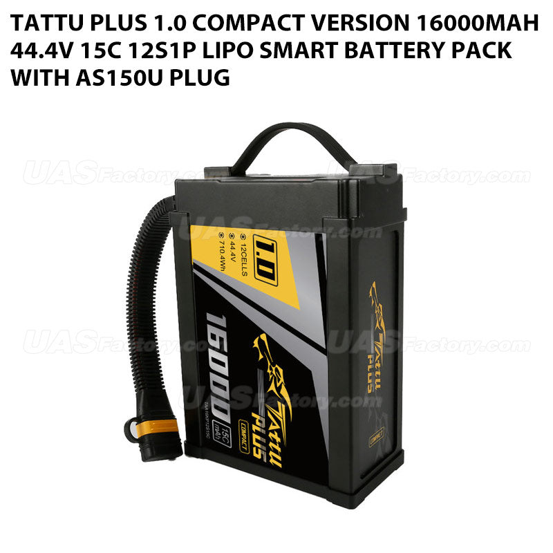 Tattu Plus 1.0 Compact Version 16000mAh 44.4V 15C 12S1P Lipo Smart Battery Pack With AS150U Plug