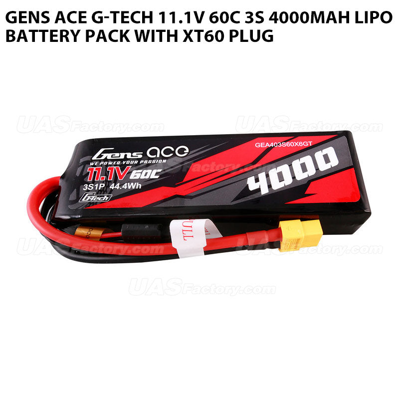 Gens Ace G-Tech 11.1V 60C 3S 4000mAh Lipo Battery Pack With XT60 Plug