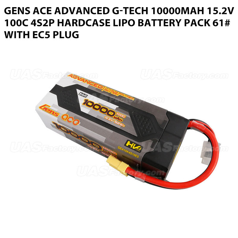 Gens Ace Advanced G-Tech 10000mAh 15.2V 100C 4S2P HardCase Lipo Battery Pack 61# With EC5 Plug