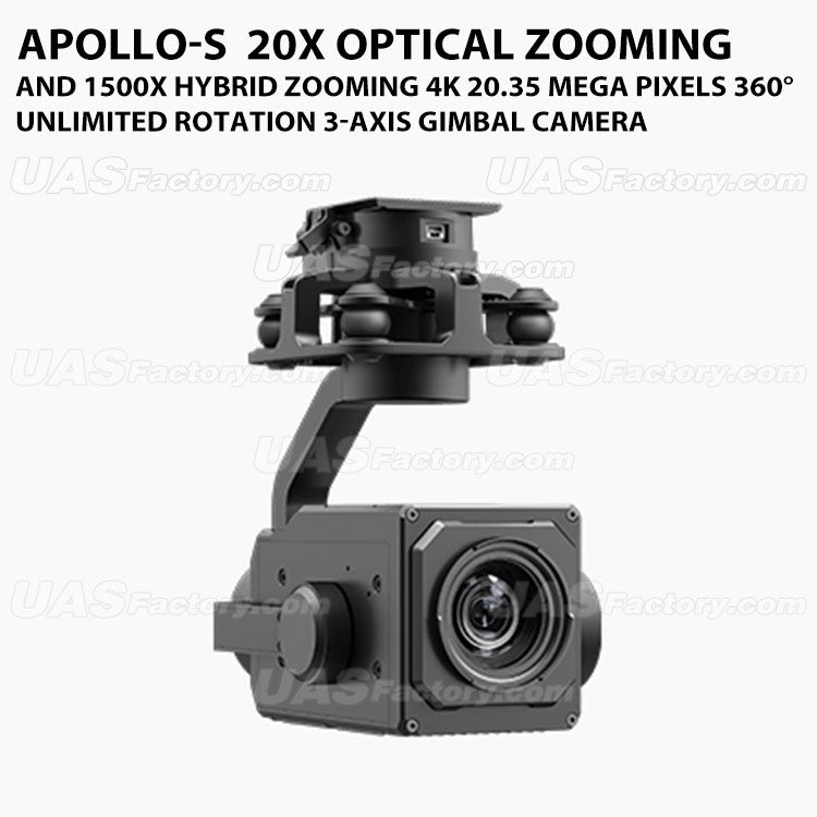 Apollo-S  20X optical zooming and 1500X hybrid zooming 4K 20.35 Mega Pixels 360°Unlimited Rotation 3-Axis Gimbal Camera