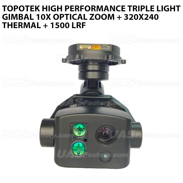 Topotek TH10T3LN High performance Triple Light Gimbal 10X Optical zoom + 320x240 Thermal + 1500 LRF