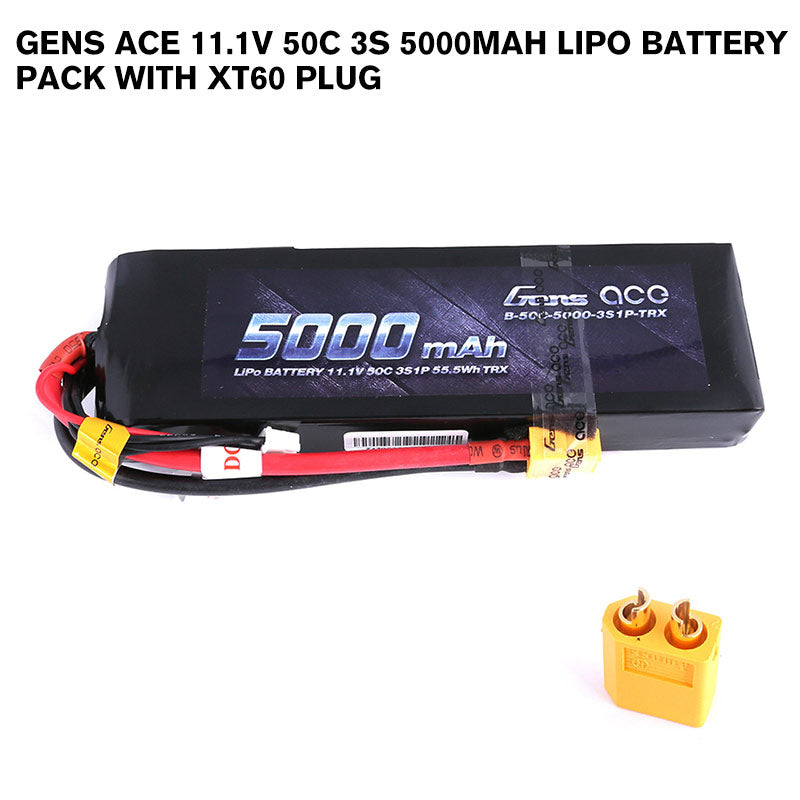 Gens Ace 11.1V 50C 3S 5000mAh Lipo Battery Pack With XT60 Plug