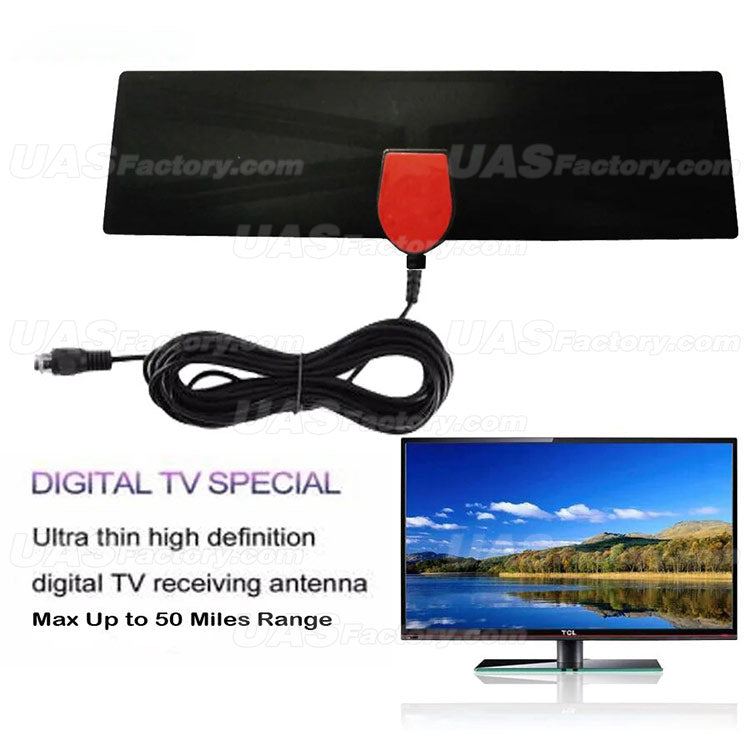 47-230MHz HDTV Digital Indoor Ultra Thin TV Antenna FM/VHF/UHF Receiver with Amplified Signal Booster Reception