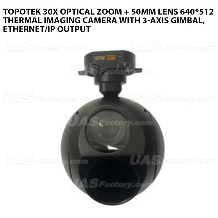 Topotek 30x optical zoom + 50mm lens 640*512 thermal imaging camera with 3-axis gimbal, Ethernet/IP output