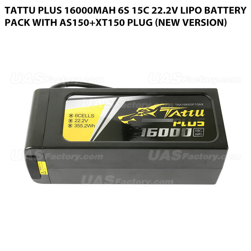 Tattu Plus 16000mAh 6S 15C 22.2V Lipo Battery Pack With AS150+XT150 Plug (New Version)