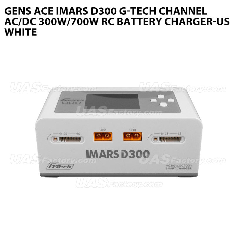 Gens Ace IMARS D300 G-Tech Channel AC/DC 300W/700W RC Battery Charger-US White