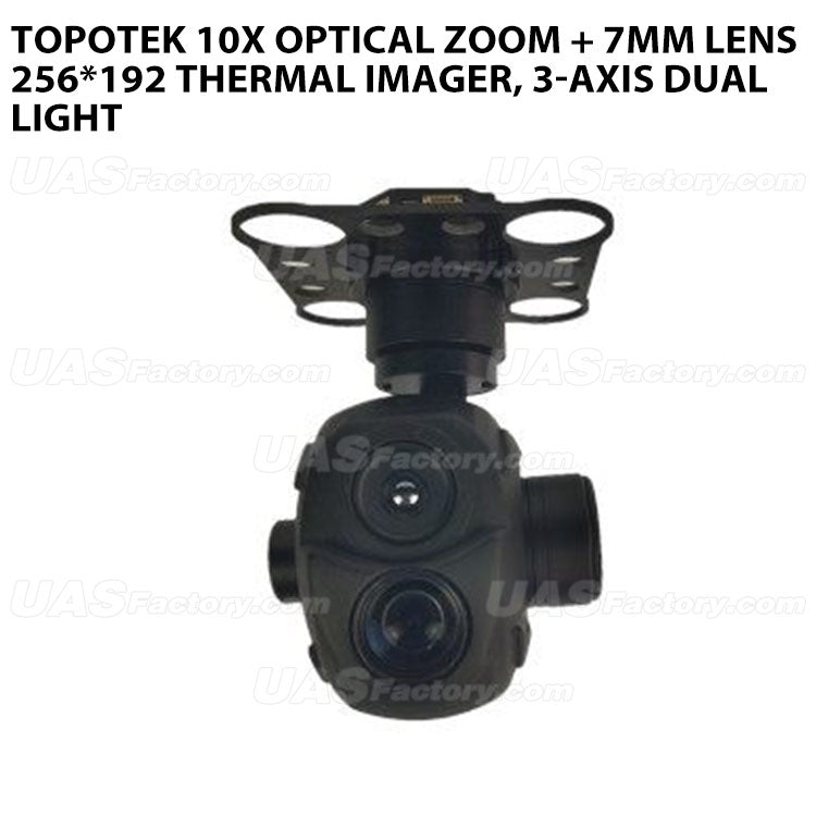 Topotek 10x optical zoom + 7mm lens 256*192 thermal imager, 3-axis dual light