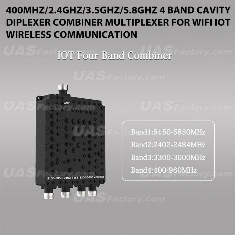 400MHz/2.4GHz/3.5GHz/5.8GHz 4 Band Cavity Diplexer Combiner Multiplexer For WiFi IOT Wireless Communication