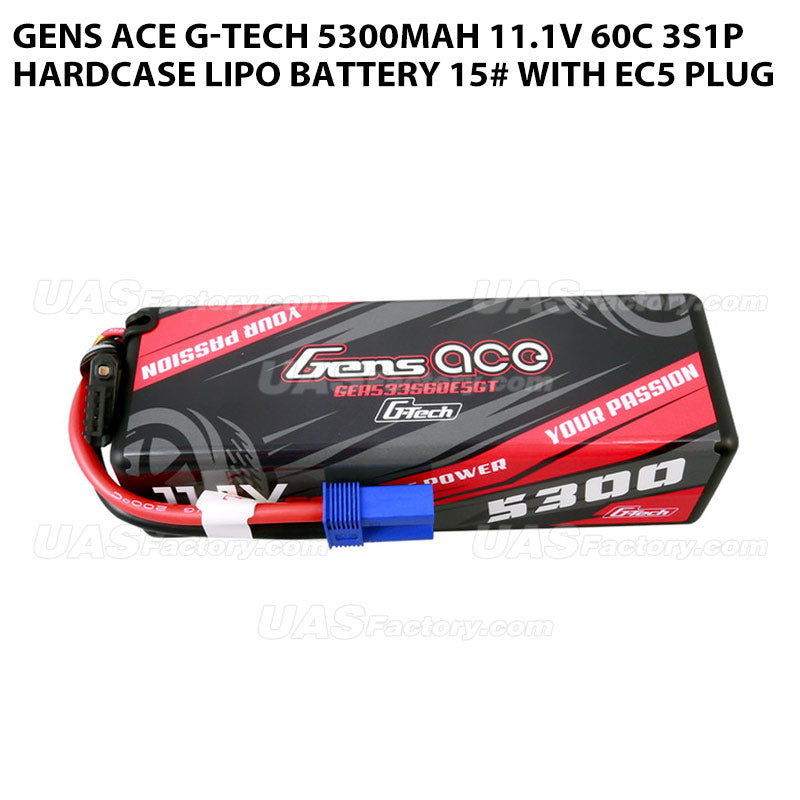 Gens Ace G-Tech 5300mAh 11.1V 60C 3S1P HardCase Lipo Battery 15# With EC5 Plug