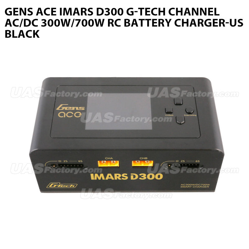 Gens Ace IMARS D300 G-Tech Channel AC/DC 300W/700W RC Battery Charger-US Black