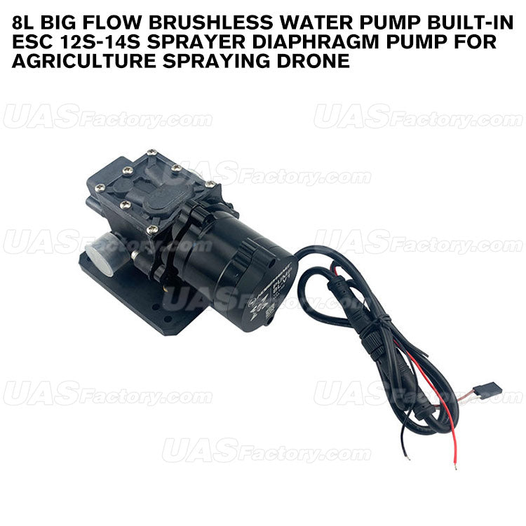 8L Big Flow Brushless Water Pump Built-In ESC 12S-14S Sprayer Diaphragm Pump For Agriculture Spraying Drone