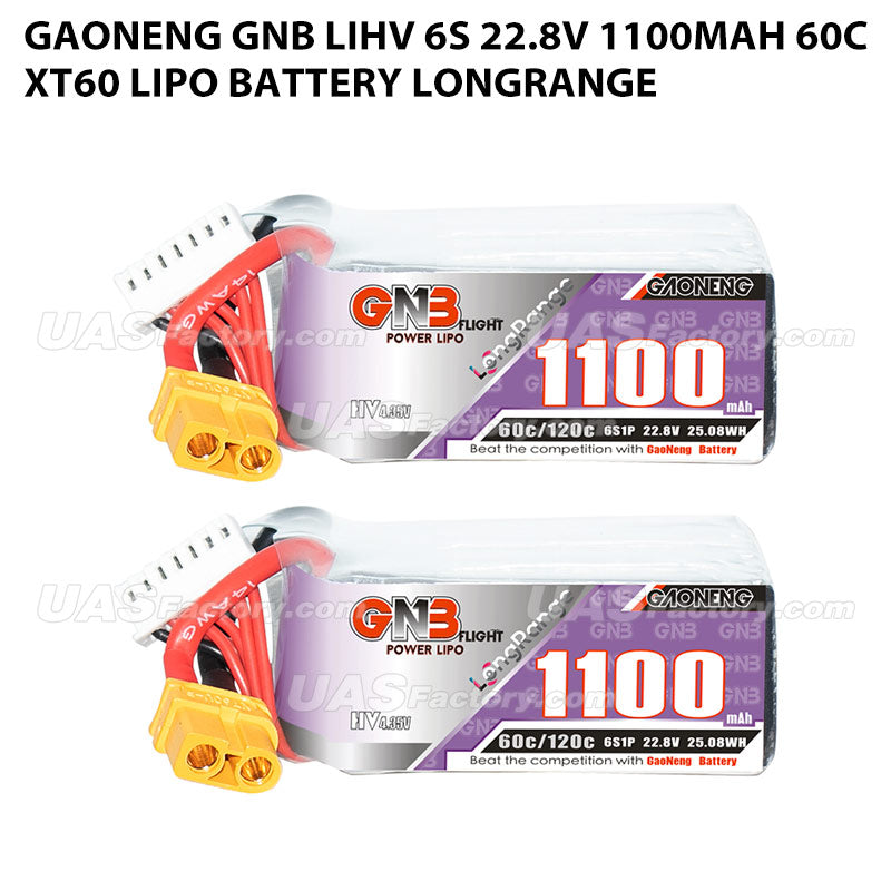 GAONENG GNB LiHV 6S 22.8V 1100mAh 60C XT60 LiPo Battery LongRange