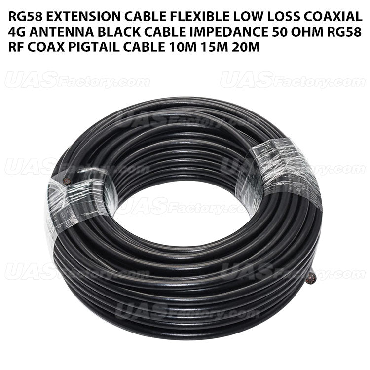 RG58 Extension Cable Flexible Low Loss Coaxial 4G Antenna Black Cable Impedance 50 Ohm RG58 RF Coax Pigtail Cable 10m 15m 20m