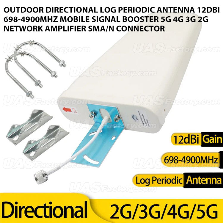 Outdoor Directional Log Periodic Antenna 12dBi 698-4900MHz Mobile Signal Booster 5G 4G 3G 2G Network Amplifier SMA/N Connector