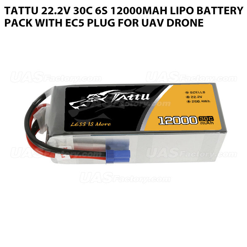 Tattu 22.2V 30C 6S 12000mAh Lipo Battery Pack With EC5 Plug For UAV Drone