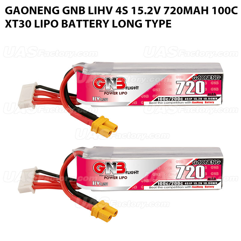 GAONENG GNB LiHV 4S 15.2V 720mAh 100C XT30 LiPo Battery Long Type