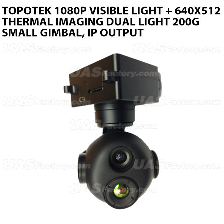 Topotek 1080P visible light + 640x512 thermal imaging dual light 200g small gimbal, IP output