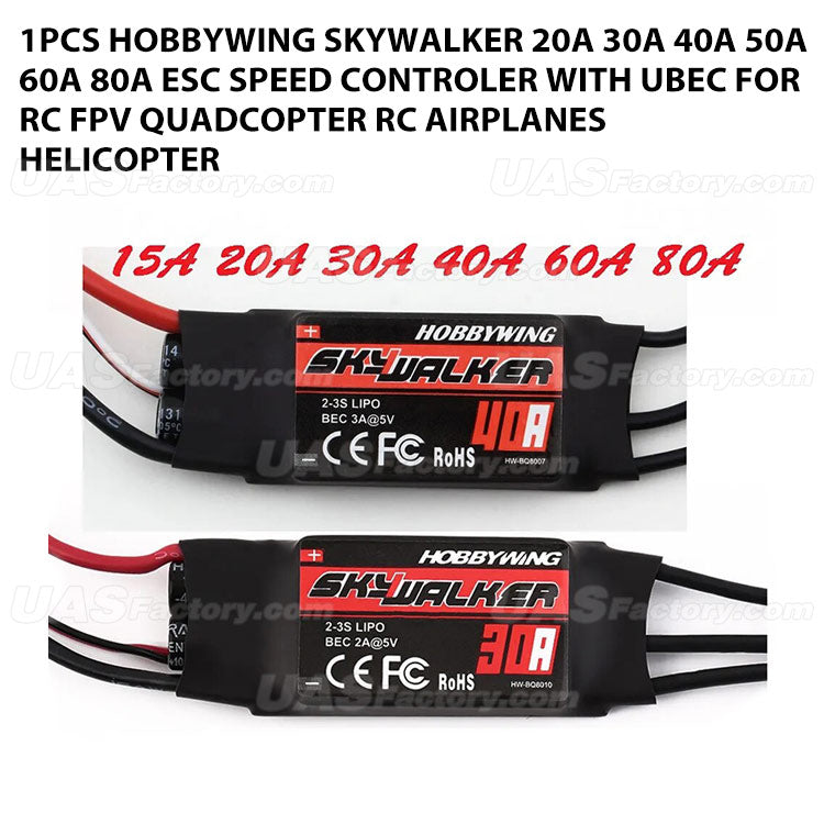 1pcs Hobbywing Skywalker 20A 30A 40A 50A 60A 80A ESC Speed Controler With UBEC For RC FPV Quadcopter RC Airplanes Helicopter