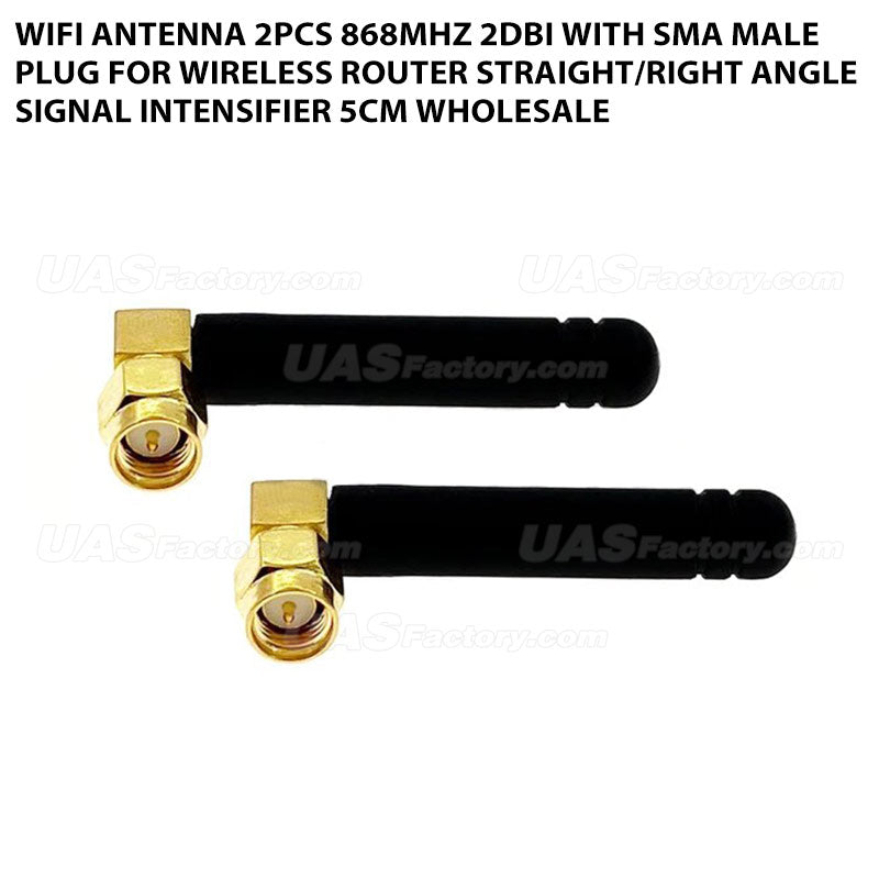 Wifi Antenna 2pcs 868MHz 2dBi with SMA Male Plug for Wireless Router Straight/Right Angle Signal Intensifier 5cm Wholesale