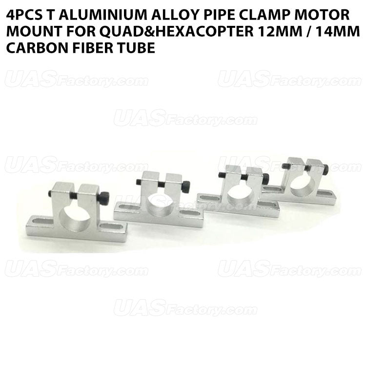 4pcs T Aluminium Alloy Pipe Clamp Motor Mount for Quad&HexaCopter 12mm / 14mm Carbon fiber tube