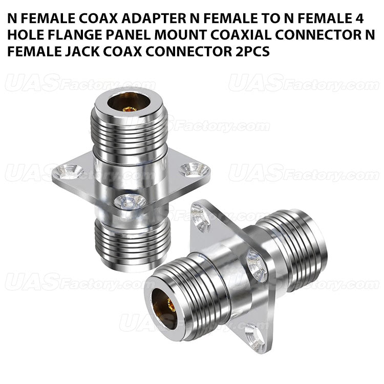 N Female Coax Adapter N Female to N Female 4 Hole Flange Panel Mount Coaxial Connector N Female Jack Coax Connector 2pcs