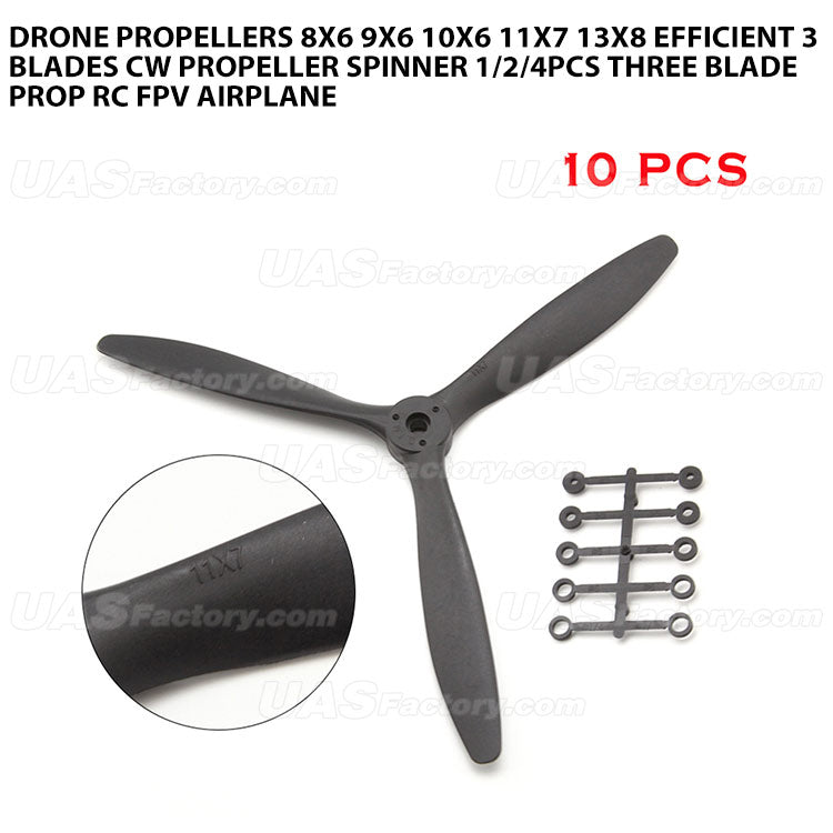 Drone Propellers 8x6 9x6 10x6 11x7 13x8 Efficient 3 Blades CW Propeller Spinner 1/2/4PCS Three Blade Prop RC FPV Airplane