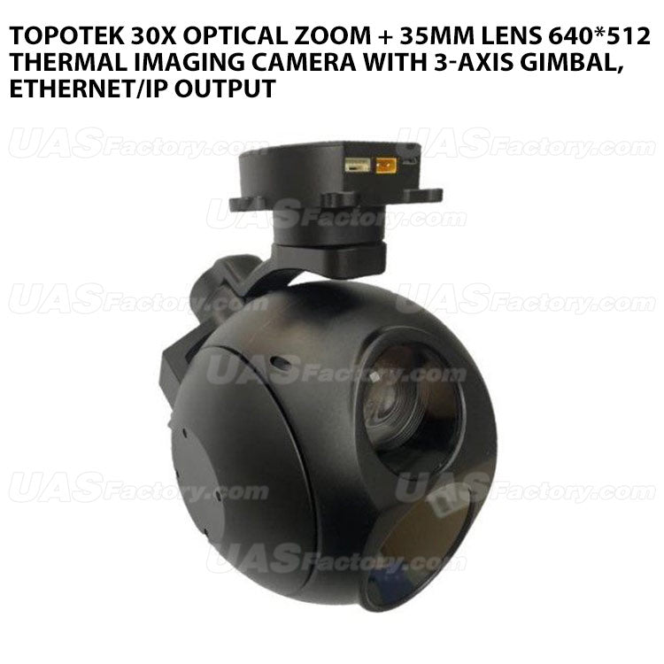 Topotek 30x optical zoom + 35mm lens 640*512 thermal imaging camera with 3-axis gimbal, Ethernet/IP output