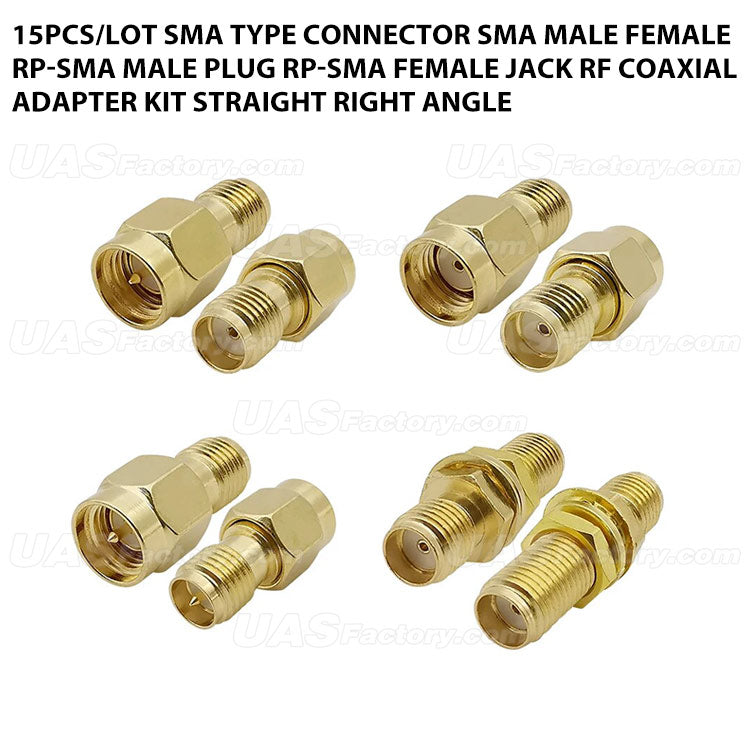 15Pcs/lot SMA Type Connector SMA Male Female RP-SMA Male Plug RP-SMA Female Jack RF Coaxial Adapter Kit Straight Right Angle